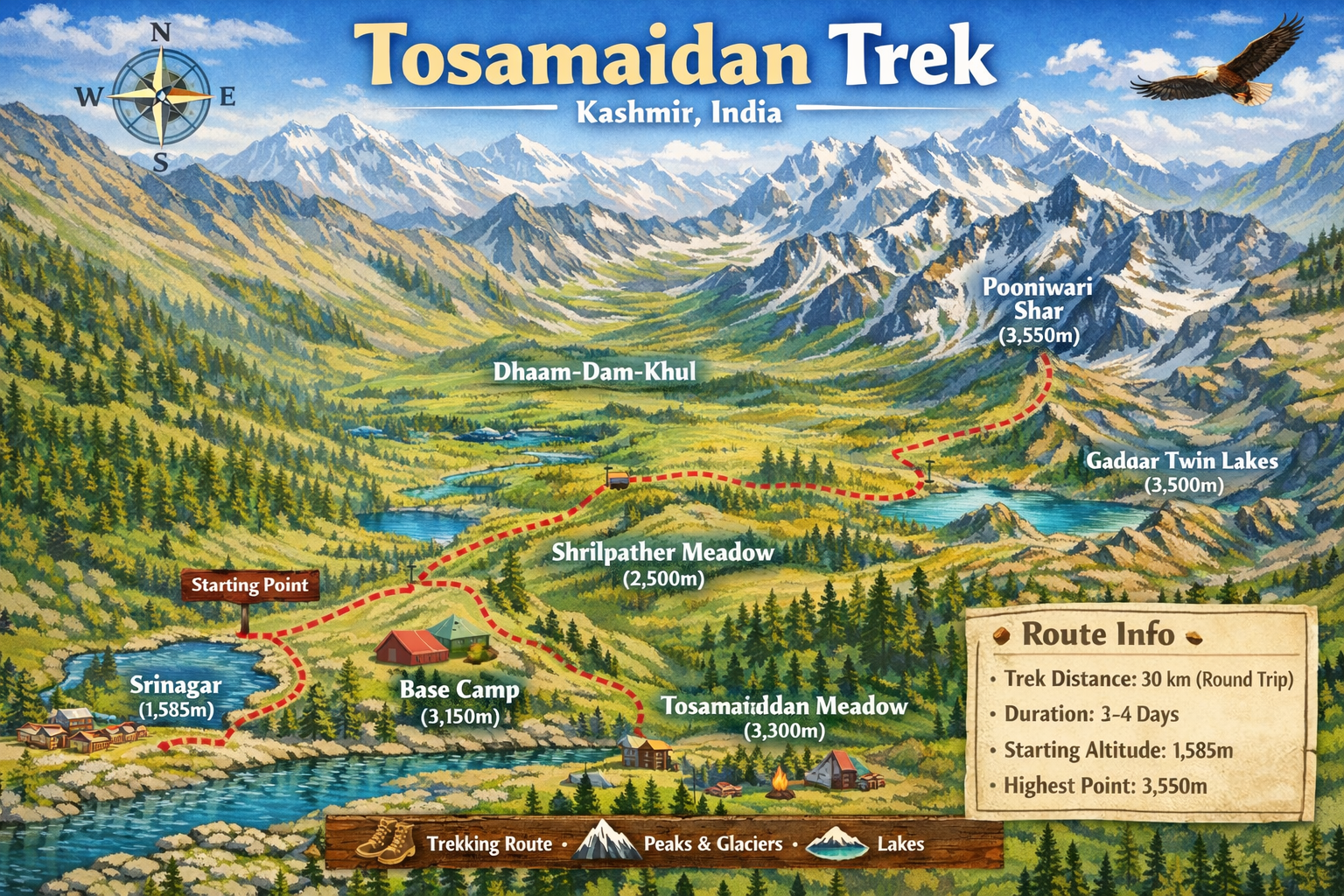 Tosamaidan Trek Map ThinAirExpedition